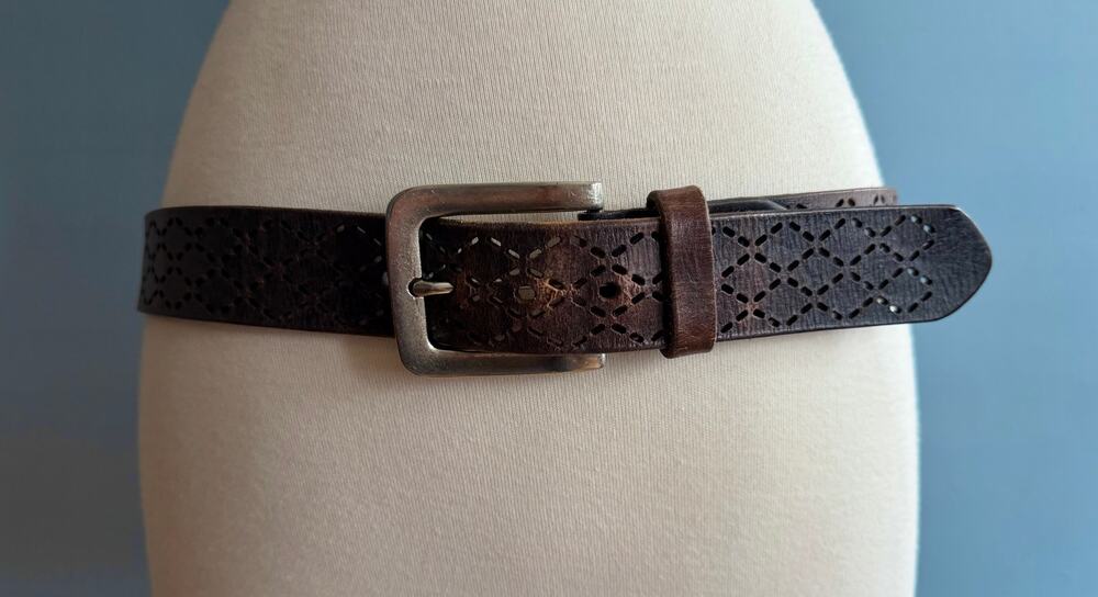 DAYTRIP Boho Brown Laser Cut Leather Belt Womens sz M